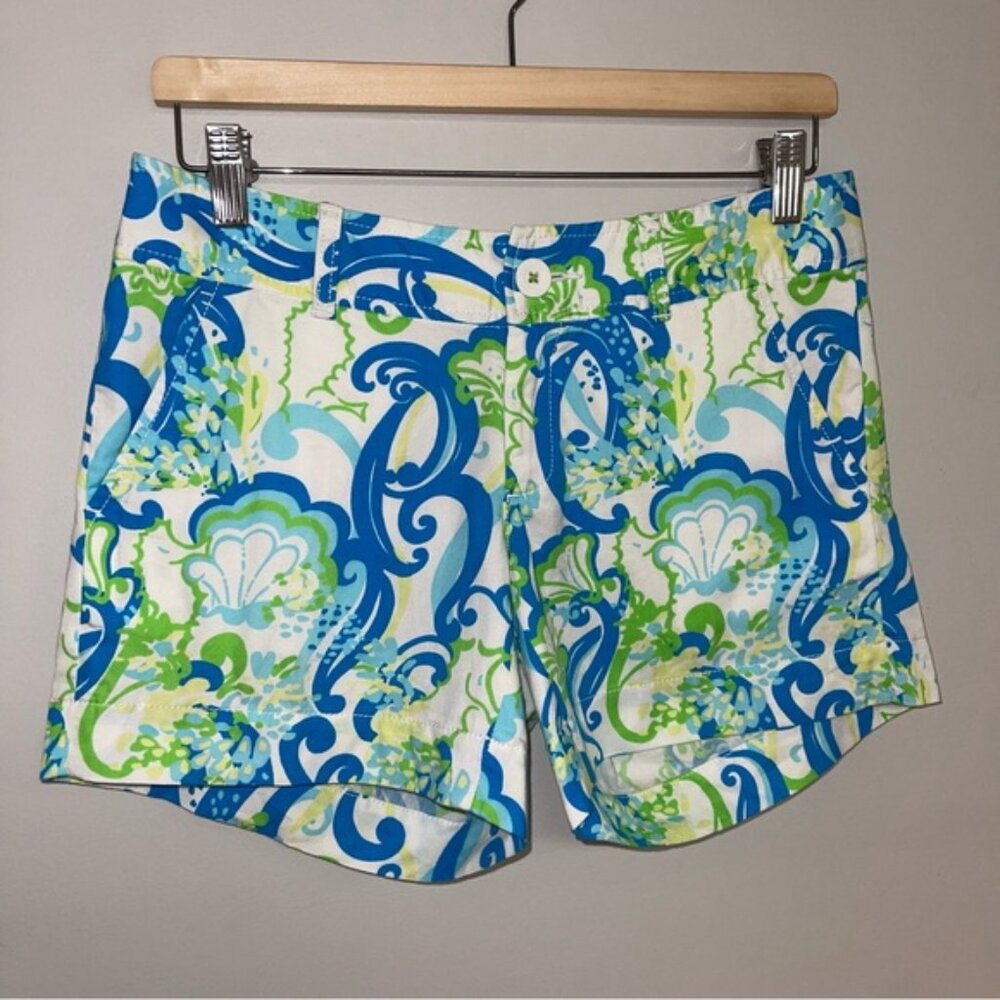 Lilly Pulitzer Shorts Women's Size 2 US White Blue Green 5" Callahan Cotton - Picture 4 of 12